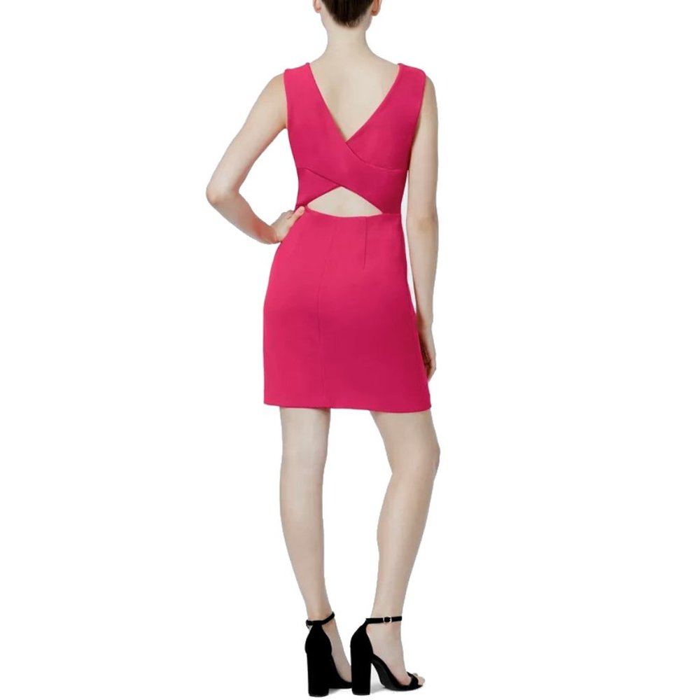 NWT Womens Size 10 Betsey Johnson Dark Pink Cross-Back Scuba Crepe Mini Dress - Picture 2 of 2